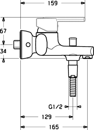 Смеситель для ванны и душа без ручки Hansa Ronda Style 43742130 Смеситель для ванны и душа без ручки Hansa Ronda Style 43742130
