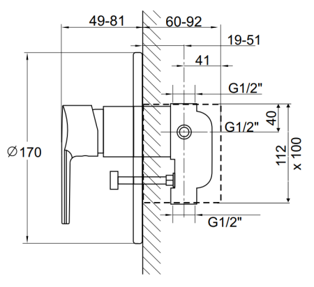 Смеситель встраиваемый для душа Kaja Signum 41452-C, без скрытой части
